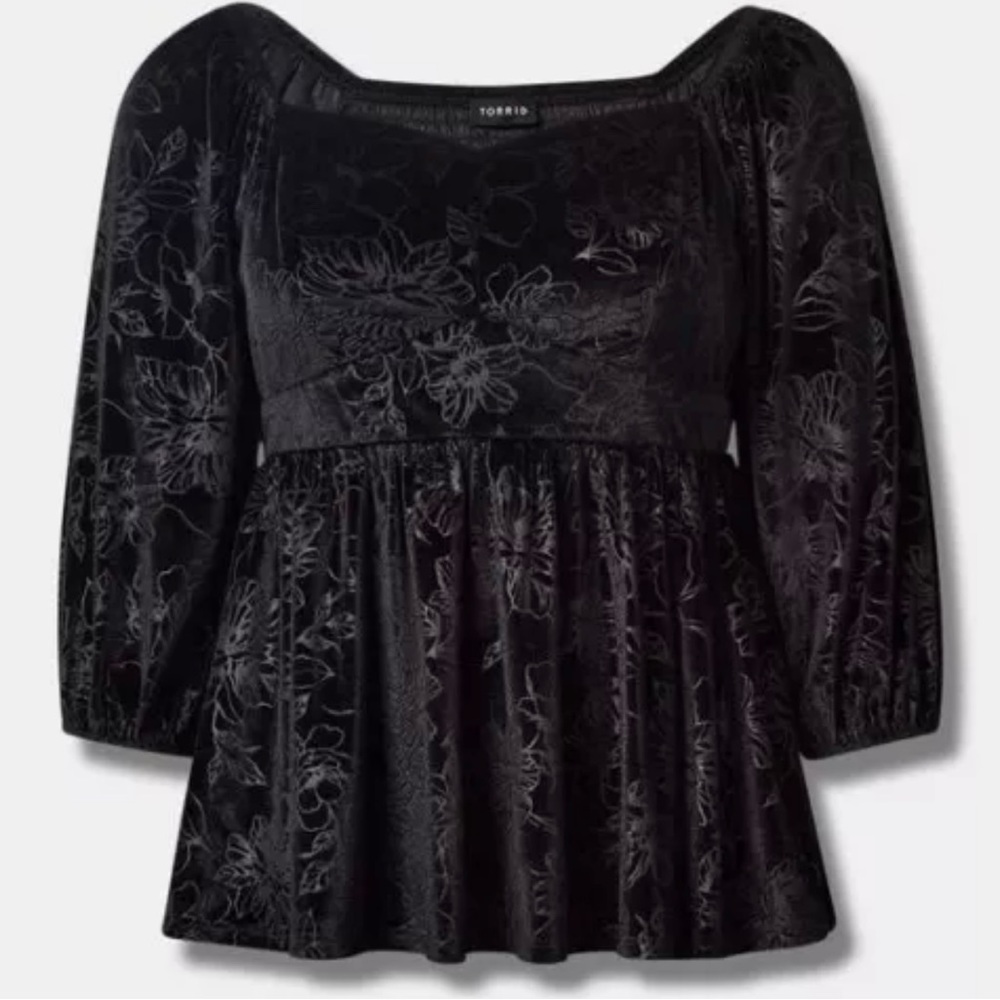Torrid Black Velvet Peplum Top